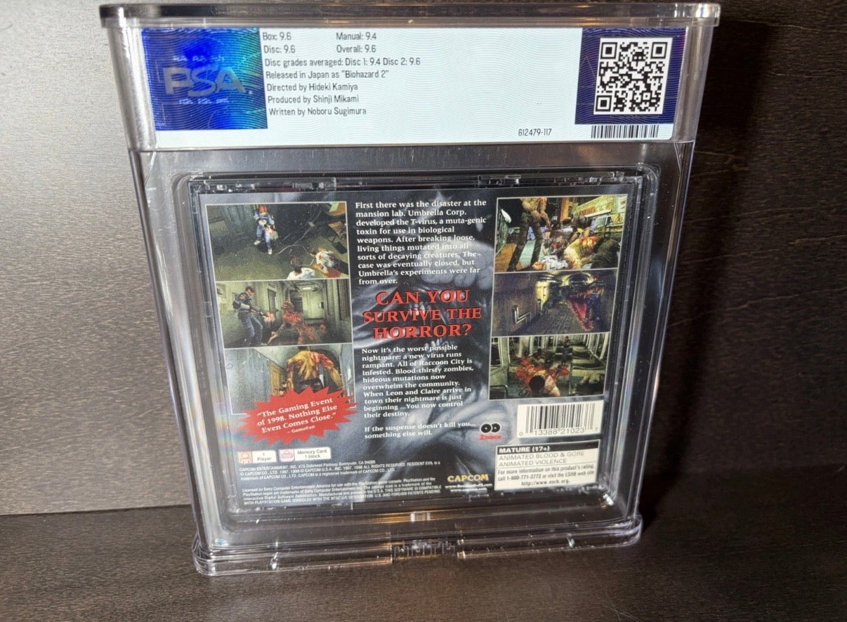 Resident Evil 2 PS1 Black Label CIB PSA 9.6 Complete