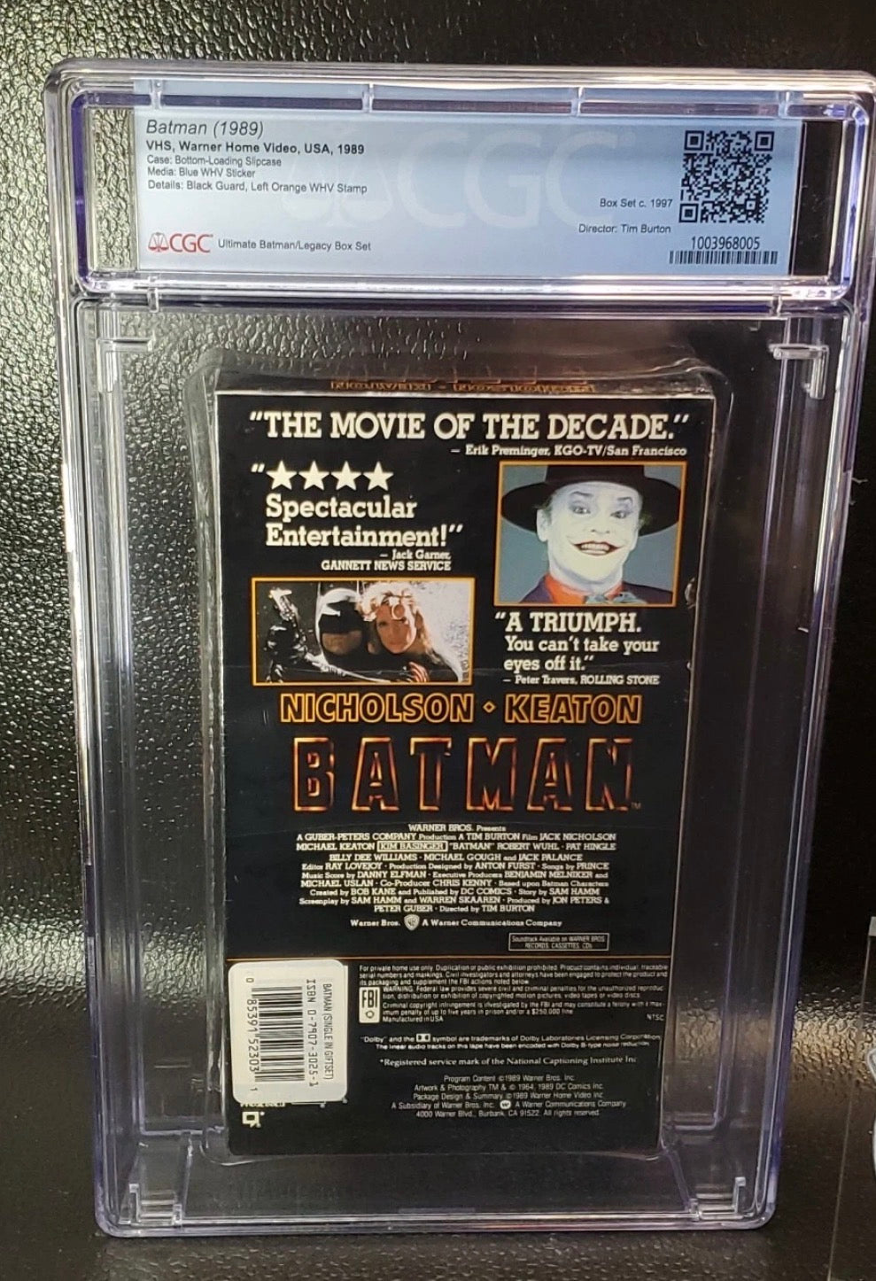 Batman (VHS-1989) Warner Home Video, UPC sticker, CGC Graded (9.4-A++)