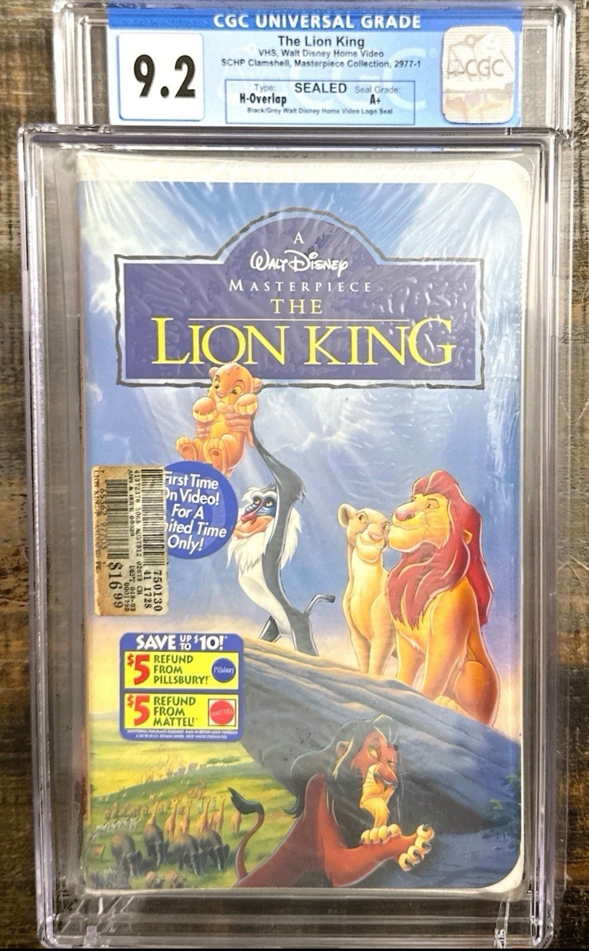 The Lion King (1995) – Factory Sealed VHS – CGC 9.2 / A+ – H-Overlap