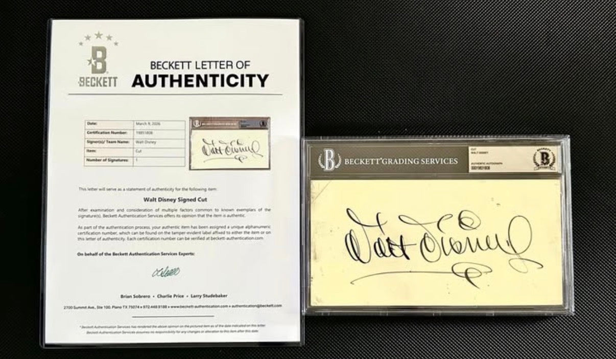 Walt Disney Authentic Autograph | Beckett Certified Cut Signature | Only Delivery in EU