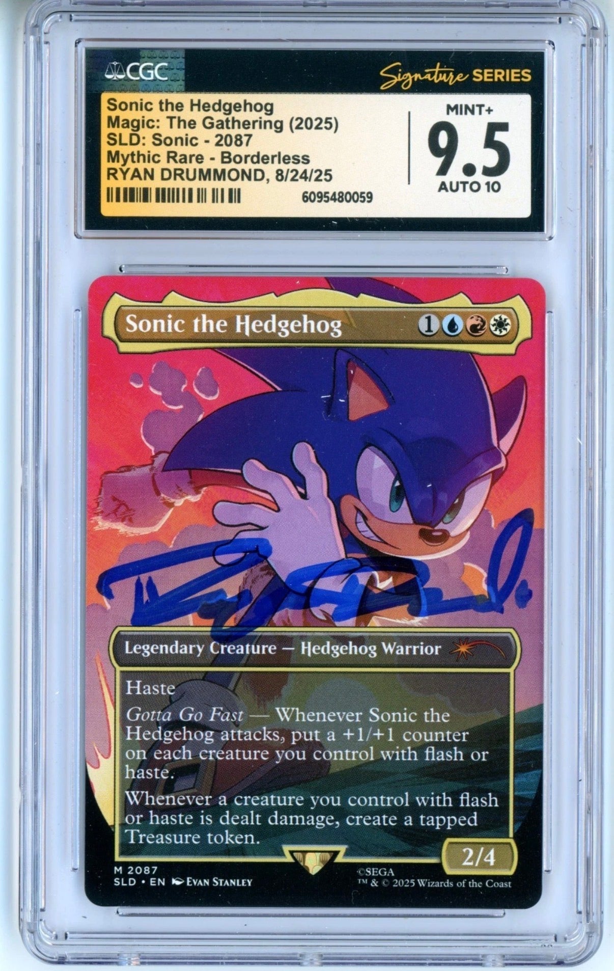 Sonic the Hedgehog MTG 2025 Secret Lair CGC 9.5 Auto 10 Ryan Drummond Signed