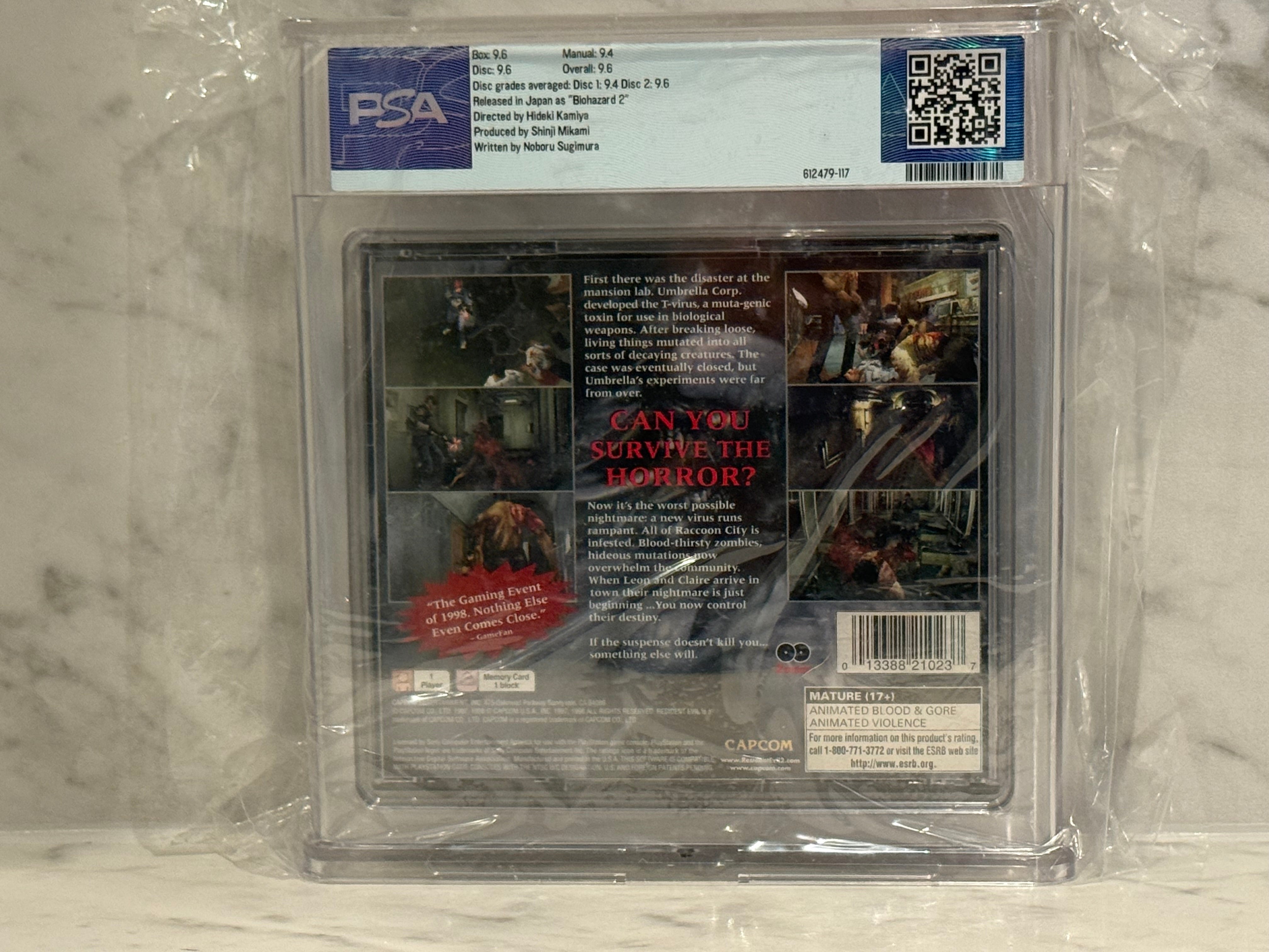 Resident Evil 2 PS1 Black Label CIB PSA 9.6 Complete