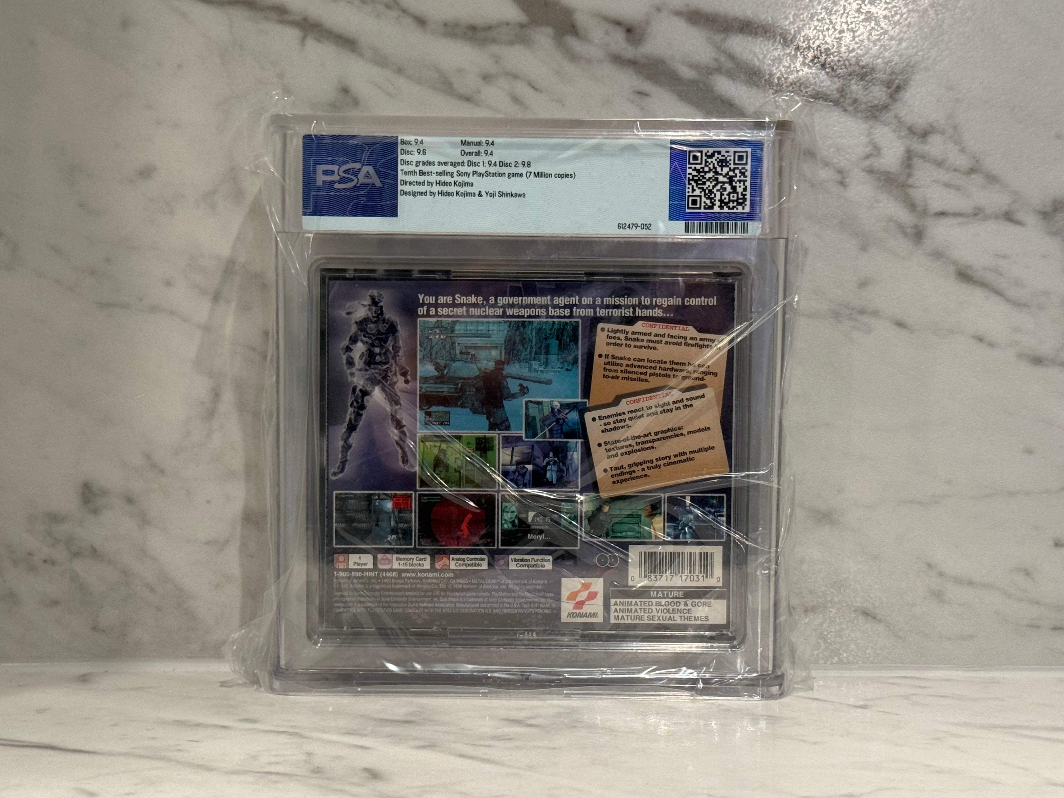 Metal Gear Solid PlayStation PS1 Black Label Complete PSA 9.4