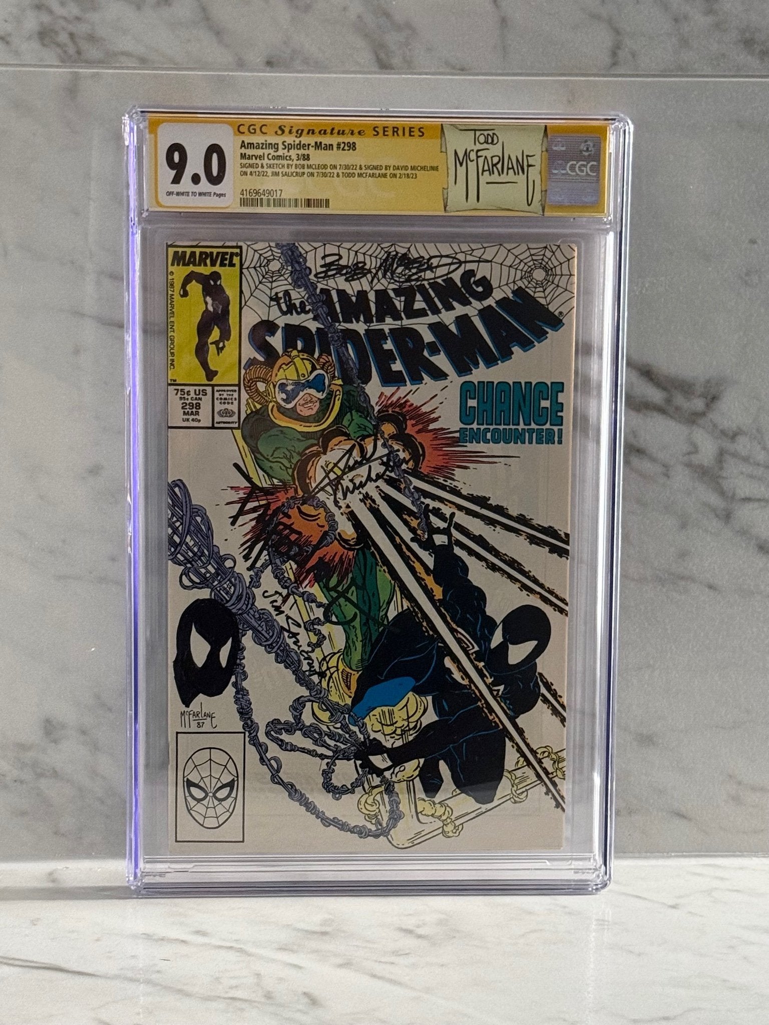 Amazing Spider-Man #298 – CGC 9.0 – 4x Signed & 1x Sketched – Key Issue (1st McFarlane Art)