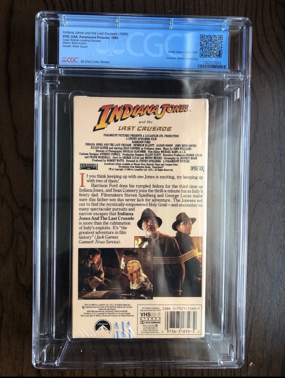 Indiana Jones and the Last Crusade (1989) CGC 9.4 A+ Sealed VHS | Rare Diet Coke Sticker