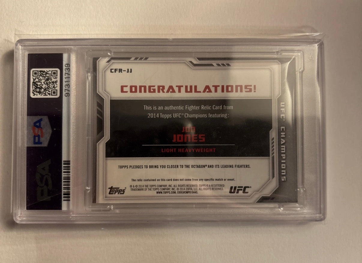 Jon Jones 2014 Topps UFC Champions Relic Fighter Worn PSA Authentic Auto POP-1