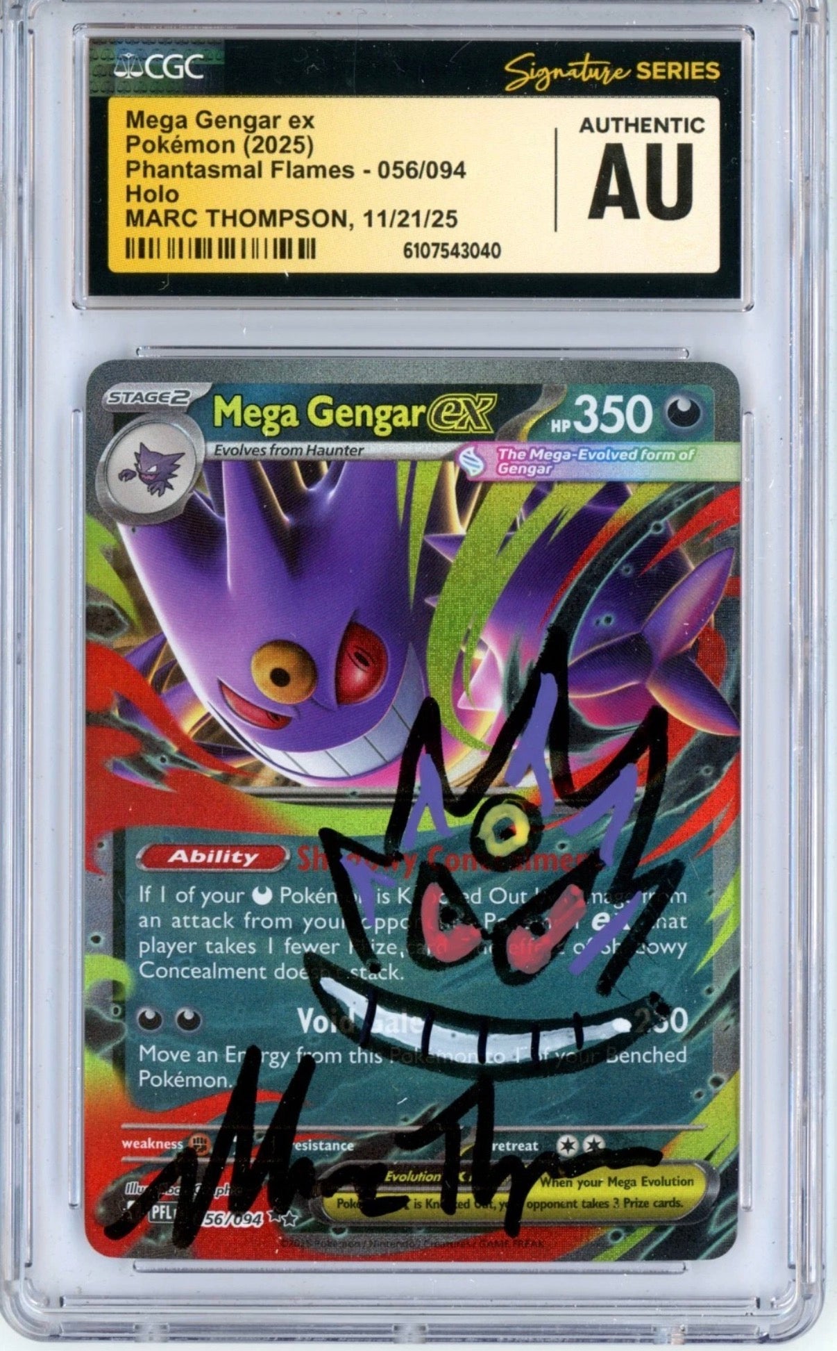 CGC Signed Mega Gengar ex 056/094 Marc Thompson – Phantasmal Flames