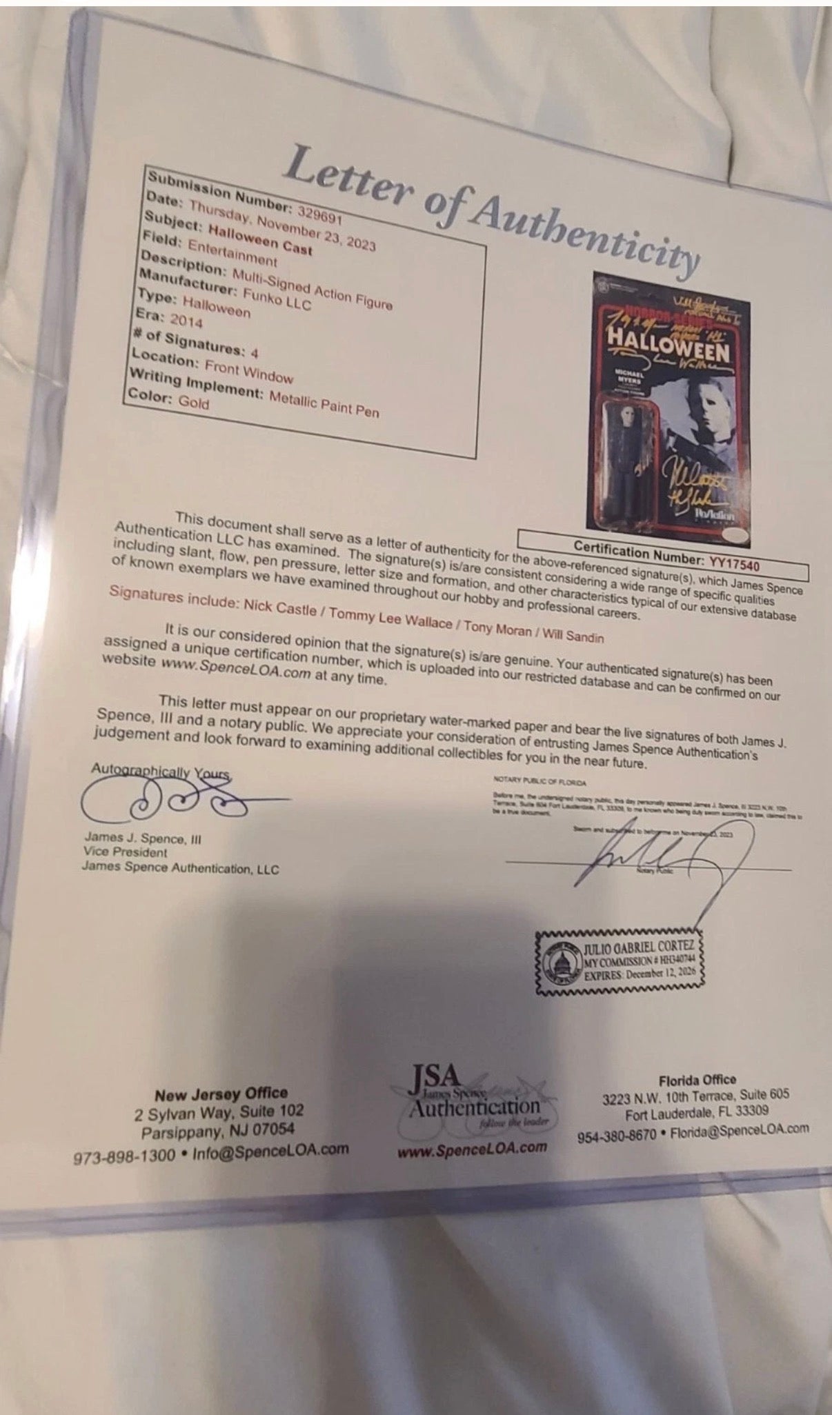 Halloween™ Michael Myers ReAction Figure – Cast Signed by Nick Castle, Tony Moran, Will Sandin & Tommy Lee Wallace