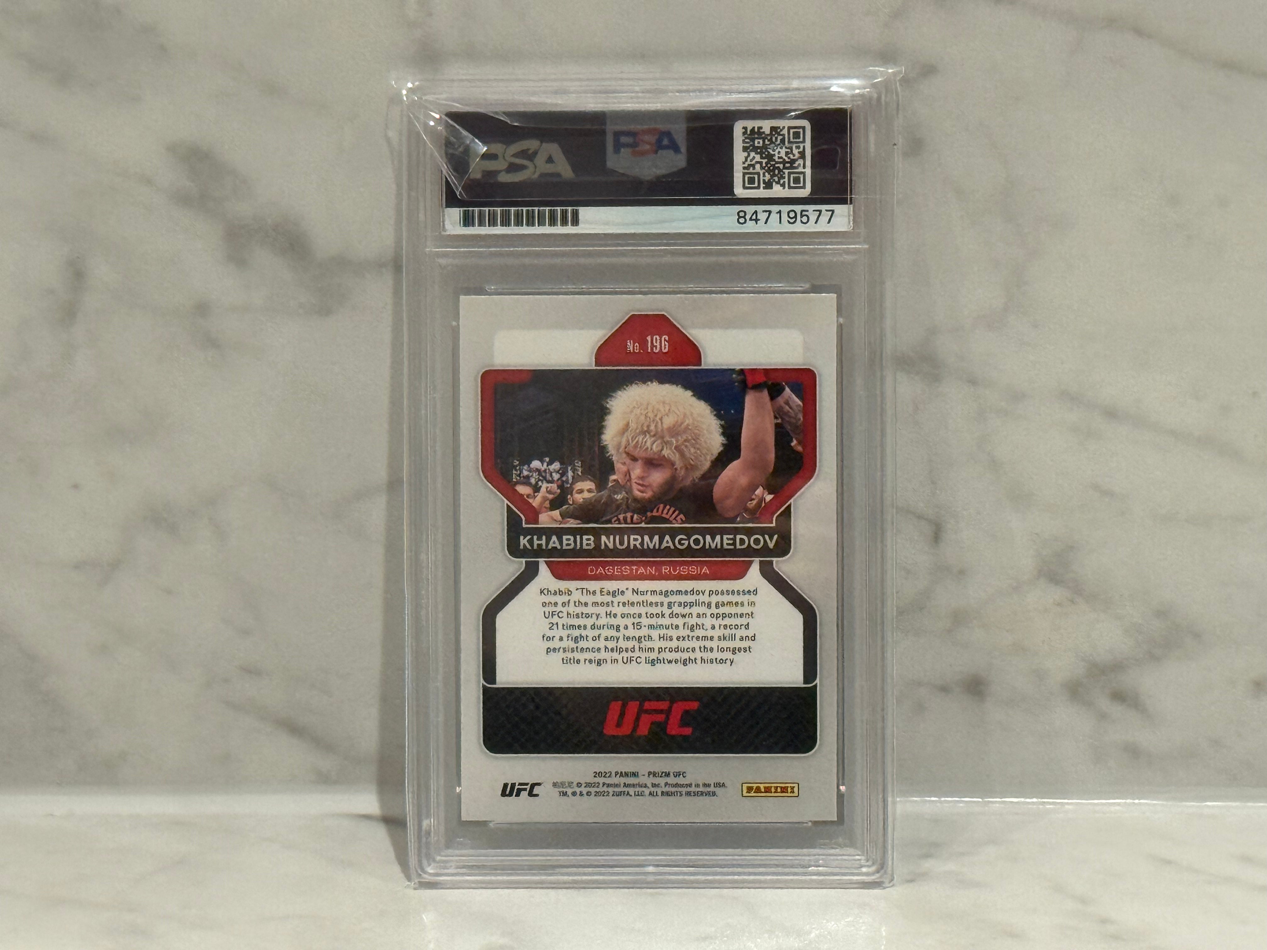Khabib Nurmagomedov Signed 2022 Panini Prizm Base IP Auto PSA/DNA