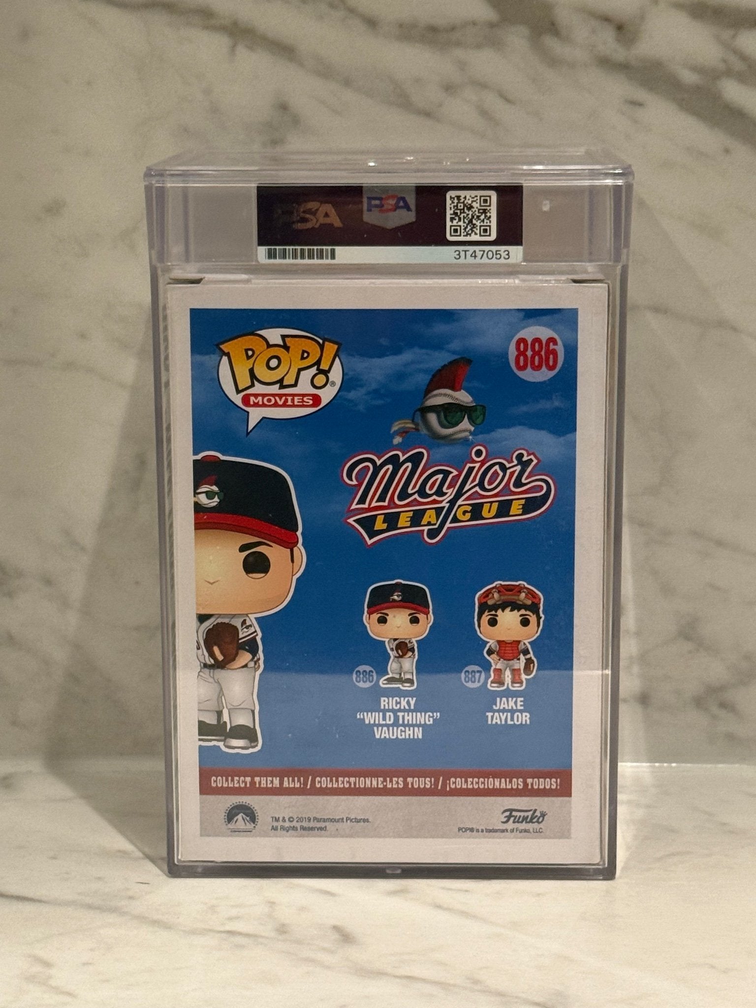 Charlie Sheen Signed Major League Vaughn Encapsulated Funko Pop #886 PSA