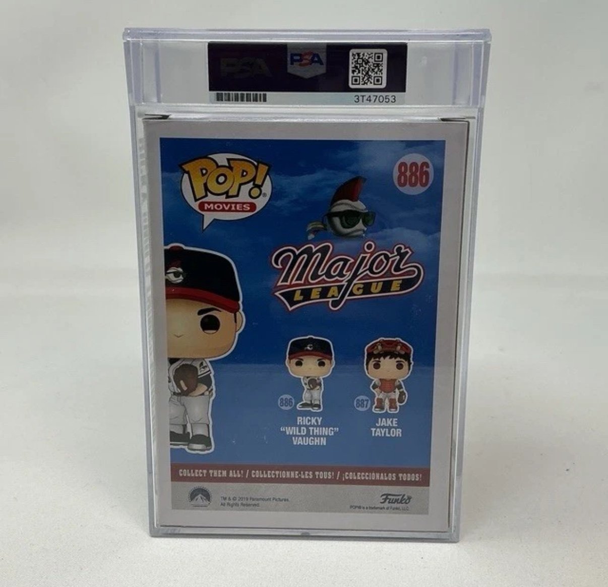 Charlie Sheen Signed Major League Vaughn Encapsulated Funko Pop #886 PSA