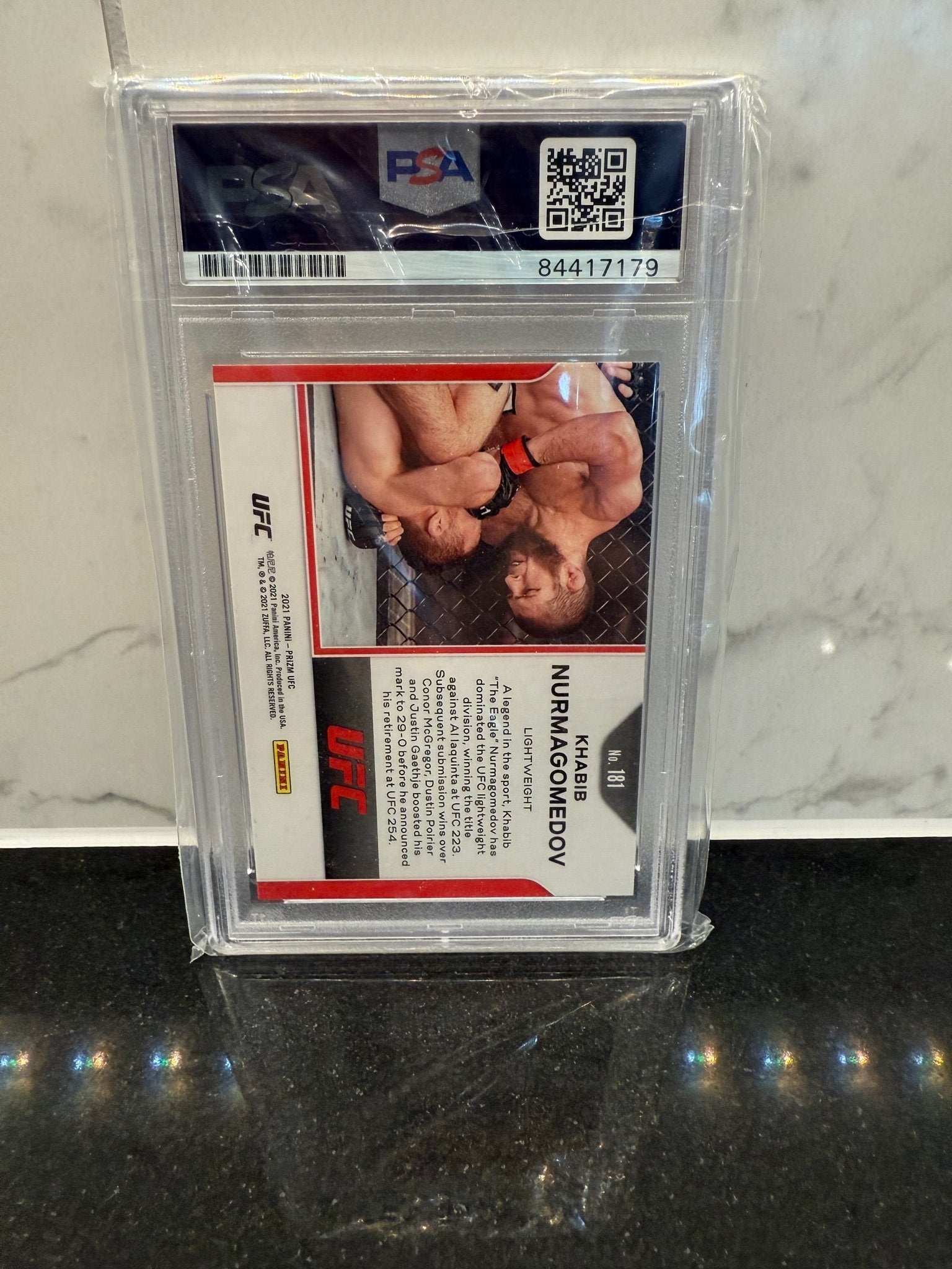 Khabib Nurmagomedov Signed 2021 Panini Prizm UFC #181 – PSA Slabbed Autograph – Undefeated Champion