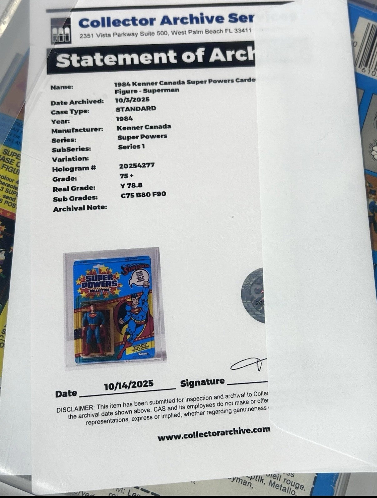 Superman Super Powers (1984) – Kenner Canada MOC · CAS 75+ Graded