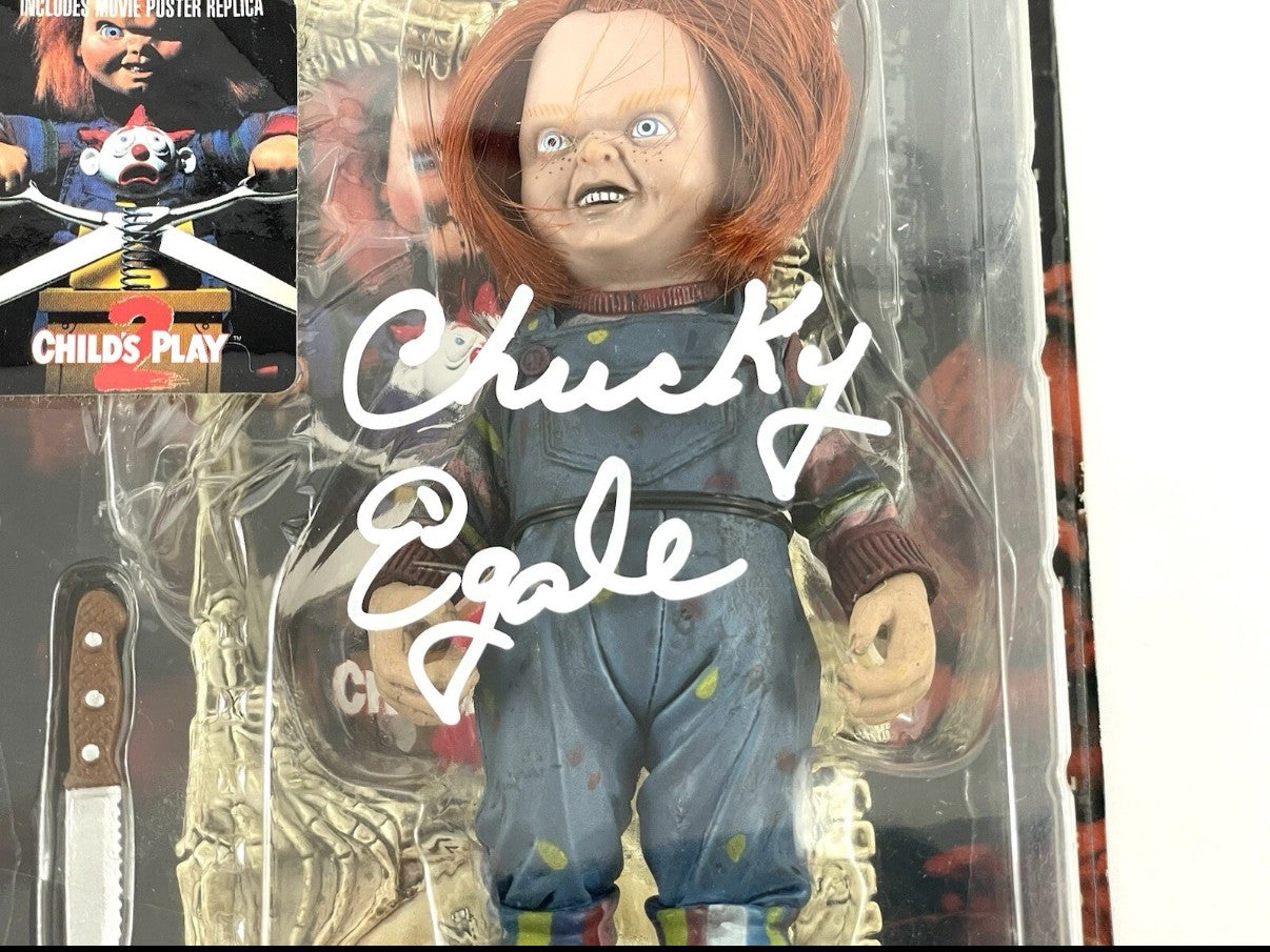 Child’s Play Chucky Signed McFarlane Movie Maniacs Action Figure