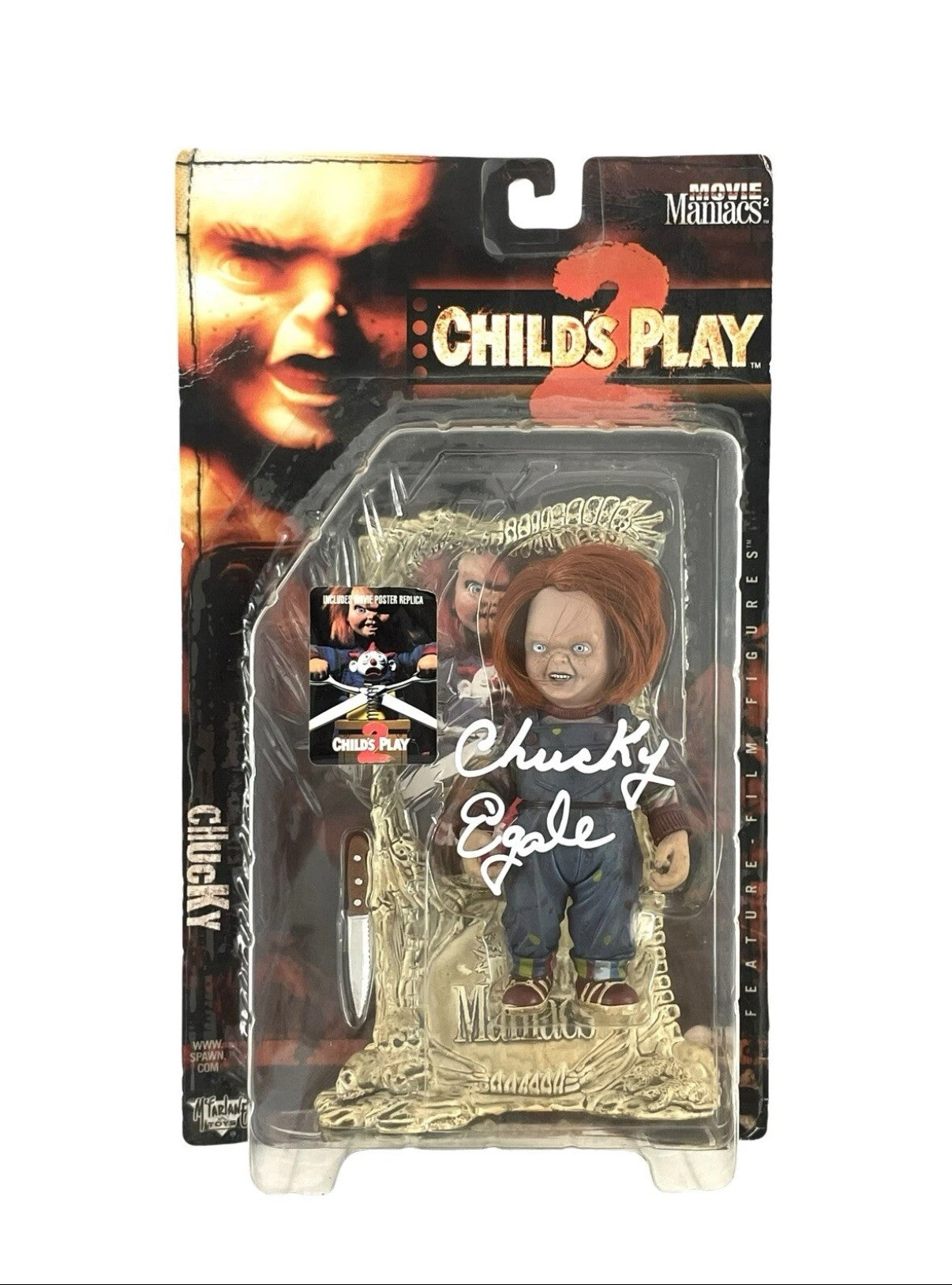 Child’s Play Chucky Signed McFarlane Movie Maniacs Action Figure