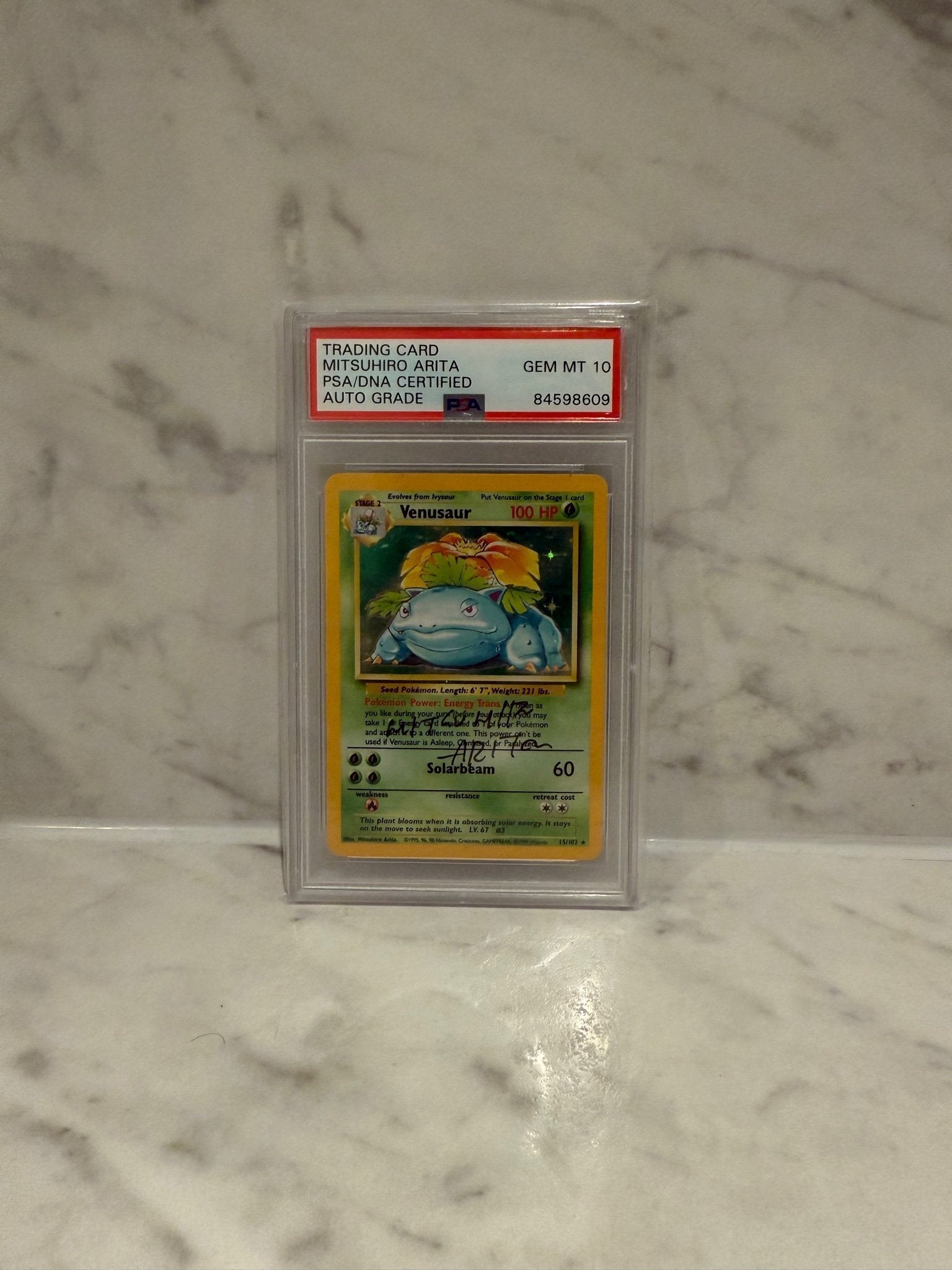 Venusaur 1999 Base Set Holo – PSA Auto 10 – Signed by Mitsuhiro Arita