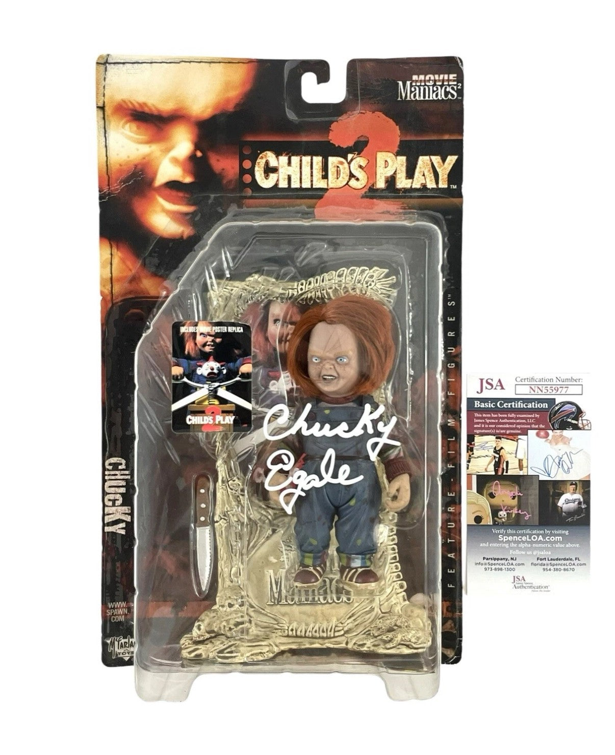 Child’s Play Chucky Signed McFarlane Movie Maniacs Action Figure