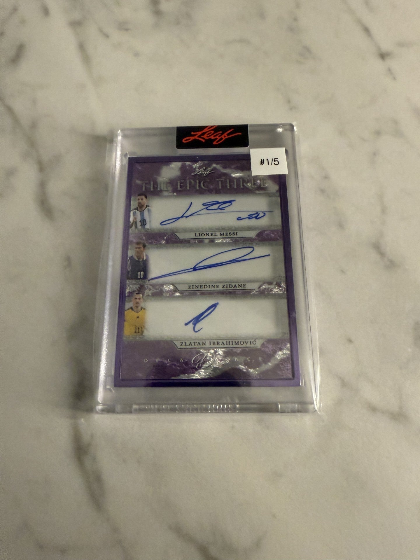 2024 Leaf Decadence Lionel Messi Ibrahimovic Zidane 1/ 5 AUTO CARD
