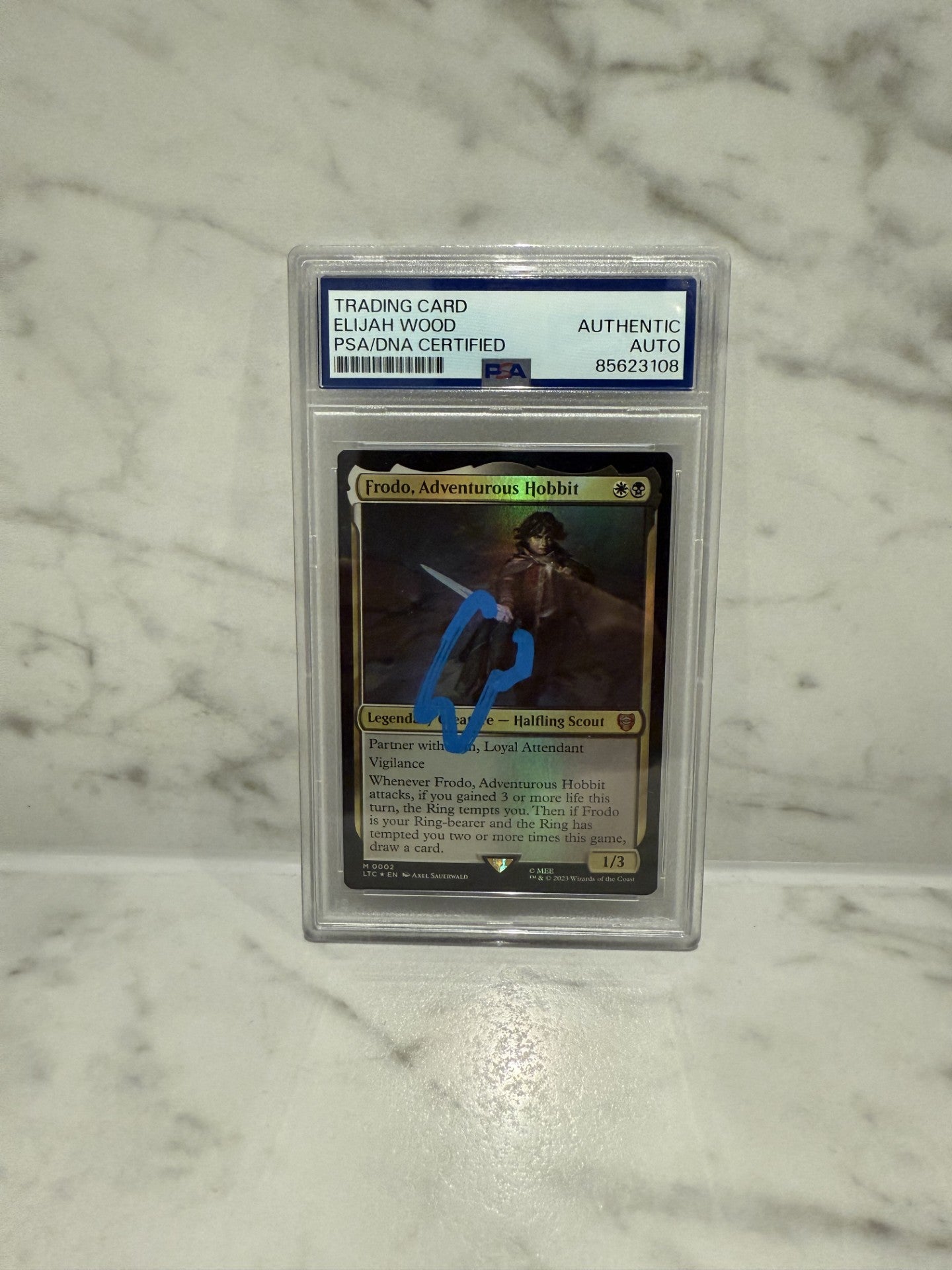 ELIJAH WOOD SIGNED AUTO Frodo, Adventurous Hobbit Foil Lord of the Rings MTG PSA