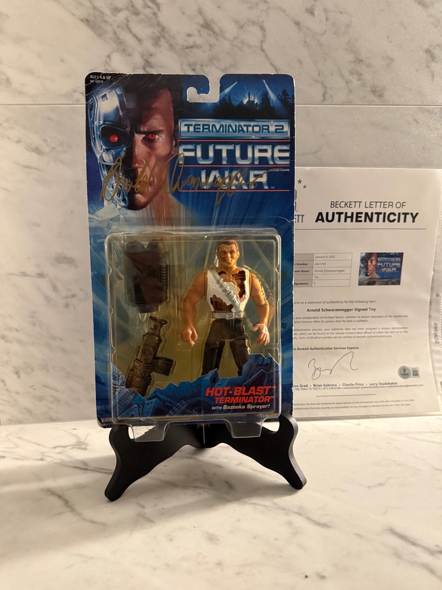 Arnold Schwarzenegger Signed Terminator 2 Kenner Action Figure – Autographed Toy – Beckett COA – T2 Collectible