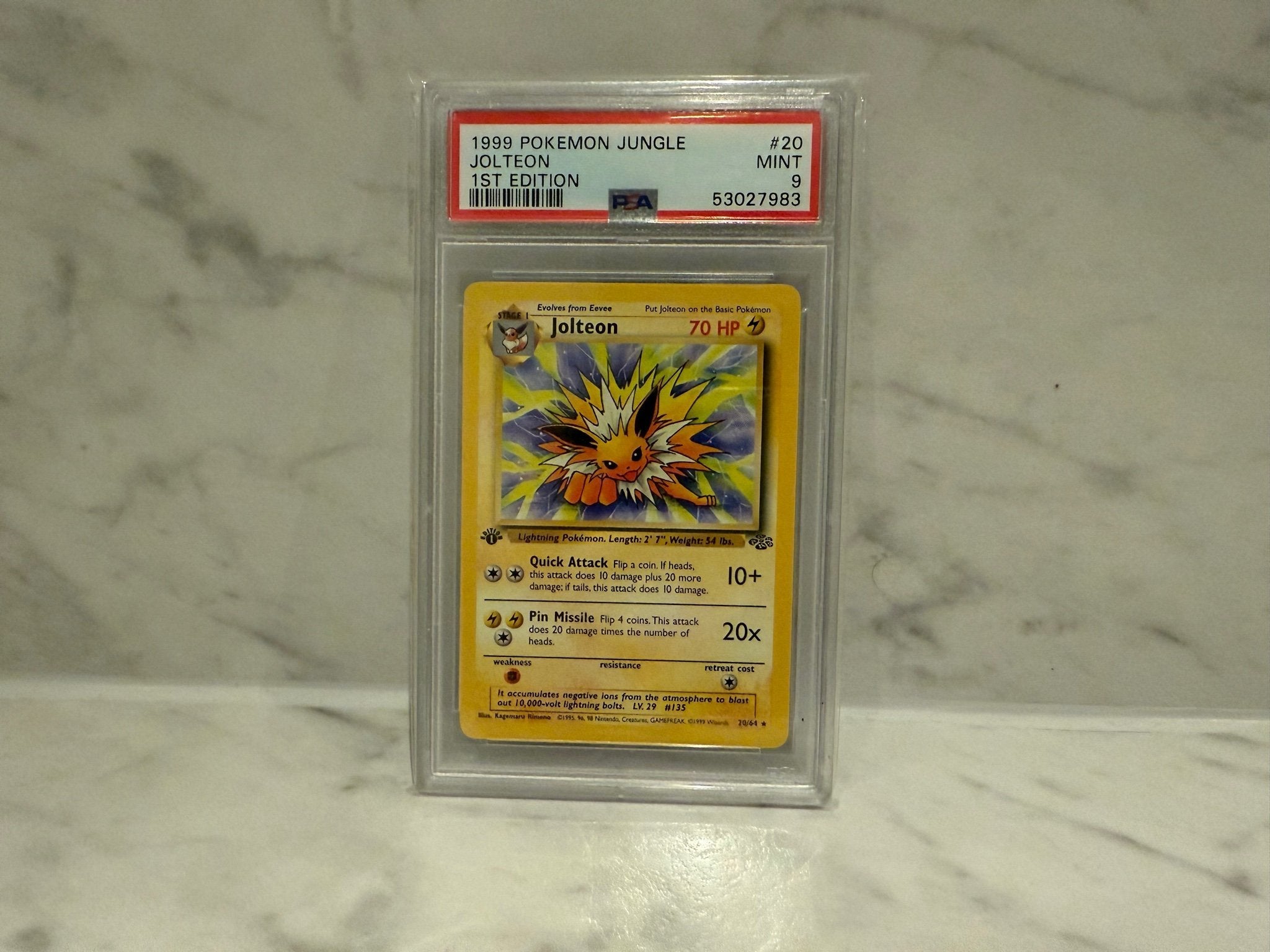 1999 jolteon pokemon card PSA 9 MINT Jolteon 1st Edition Jungle 20/64 English Pokemon 1999 – Rain  Collectibles