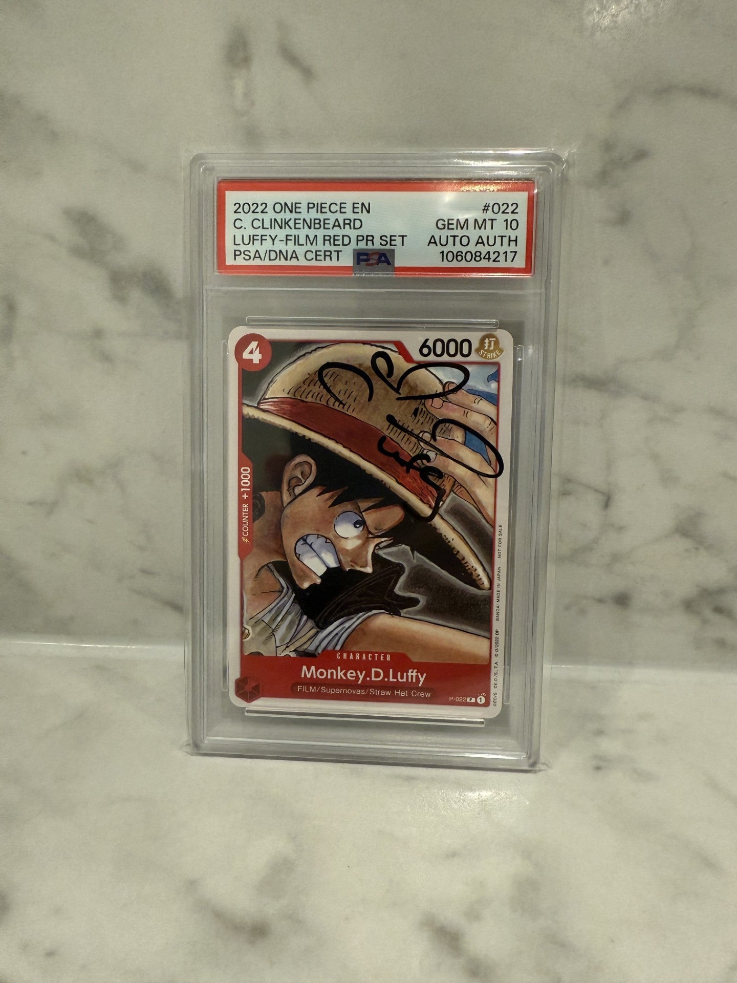 One Piece Monkey D. Luffy PSA 10 Signed Auto 2022 Colleen Clinkenbeard