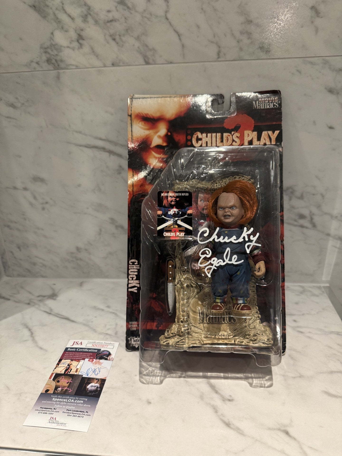 Child’s Play Chucky Signed McFarlane Movie Maniacs Action Figure