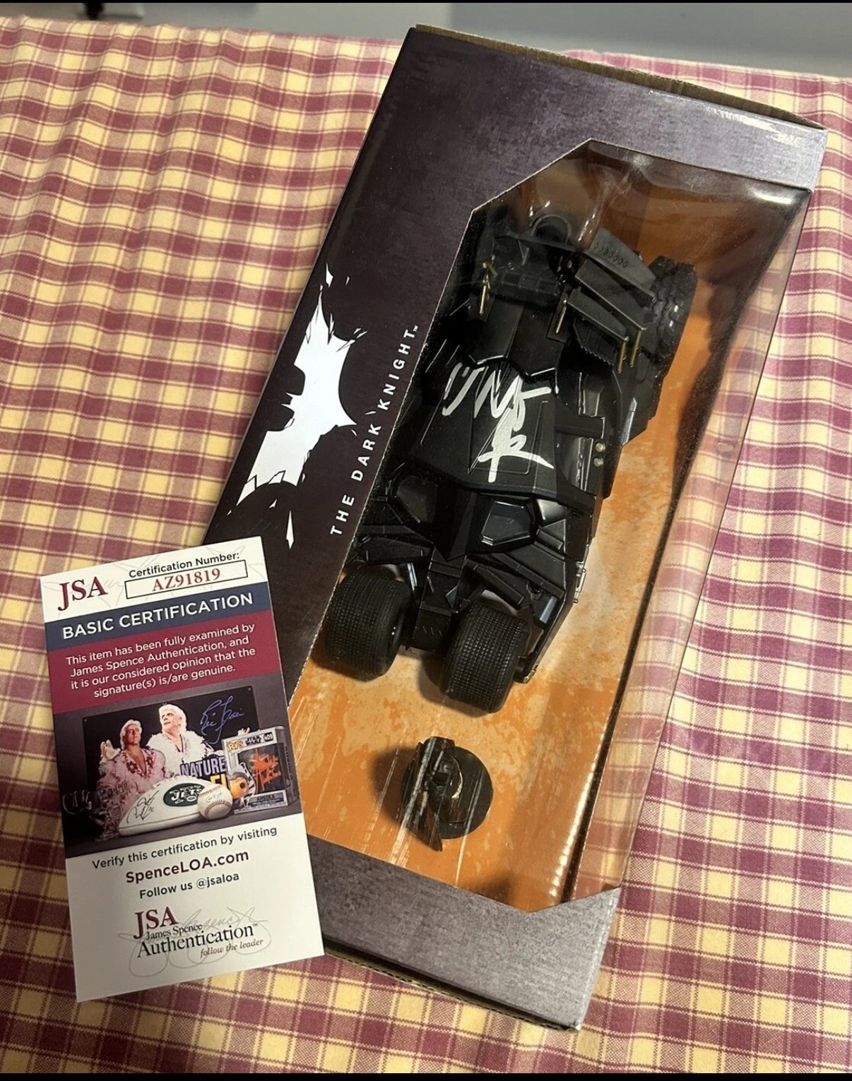 Christian Bale Signed Batmobile 1:24 Diecast – The Dark Knight – JSA COA – Batman Autograph Collectible